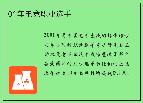 01年电竞职业选手