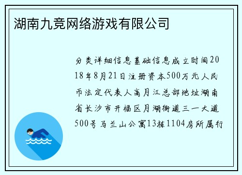 湖南九竞网络游戏有限公司
